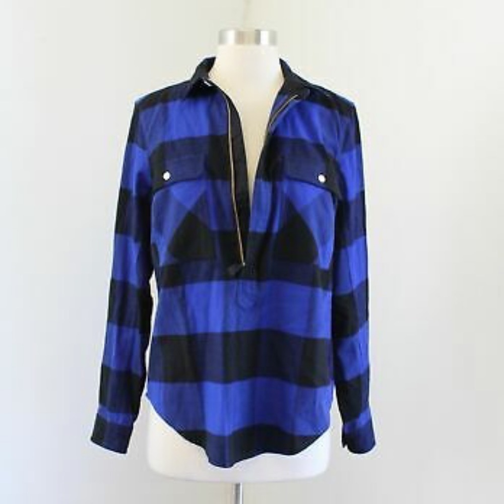J CREW flannel zip up plaid shirt
